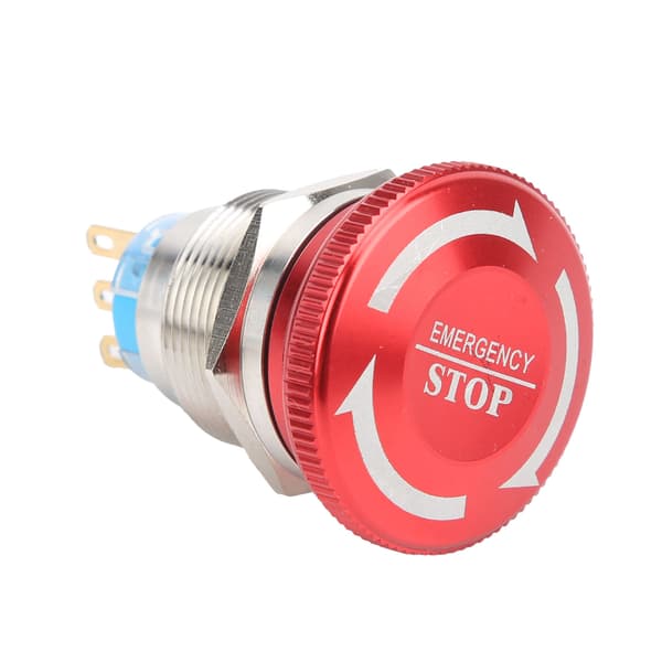 22mm Vanntett Nødstopp Trykknappbryter Selvlås Sopphode Knappbryter (3 Pin)