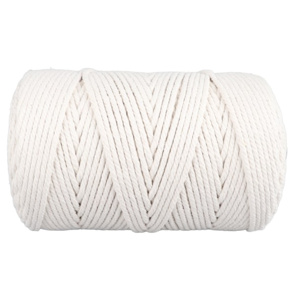 Vit Macrame Cord 4mmx21,9 Yards Macrame Rep Bomullslina för vägghängande Växthängare Hantverk Stickning