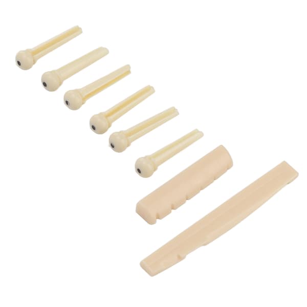 Folkegitar Mutter Sadel ABS med 6 stk. Brostift Instrument Tilbehørssett Kit for Utskifting