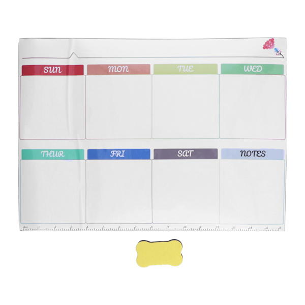 Ugentlig tør-slet tavle 16,5x11,8in ugentlig plan whiteboardsticker med viskelæder til køleskabsplanlæggere