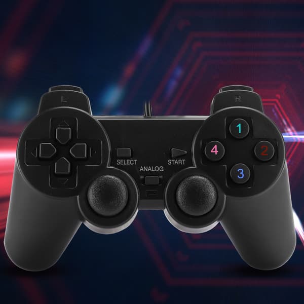 Håndholdt USB kablet spillkonsoll spillkontroller Gamepad svart for PC-datamaskin svart