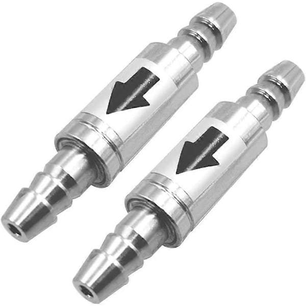 2 Stykker Rustfritt Stål Enveis Tilbakeslagsventil CO2-slange 4/6 mm Regulator Rørdiffuser i Akvariumsystem
