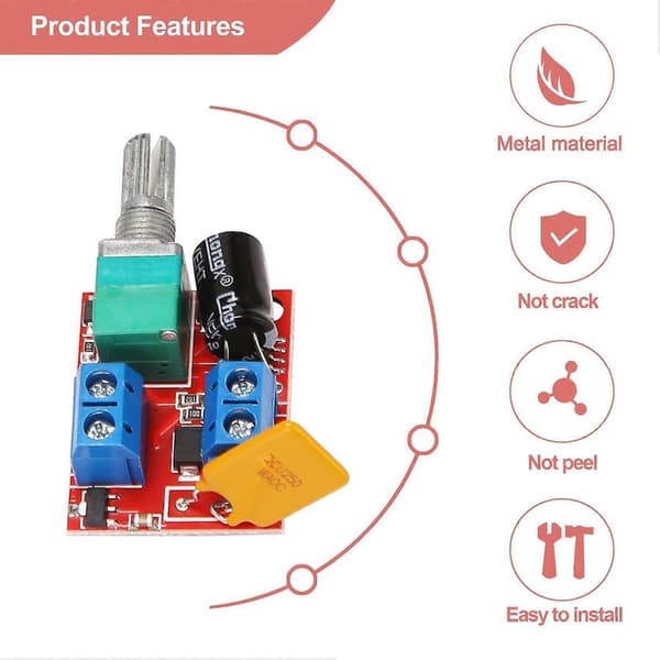 Mini PWM hastighetskontroller for 3/6/12/24/35V DC-motorer, 90W, 5A, for LED-er