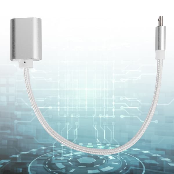 3 STK Vævet Stof Forstærket Stik Ingen Rust Glat Transmission USB Input Micro Output OTG Adapterkabel til AndroidSølv