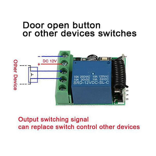 433 Mhz RF Bryter Mottaker DC 12V Mottakermodul med 2 Sender