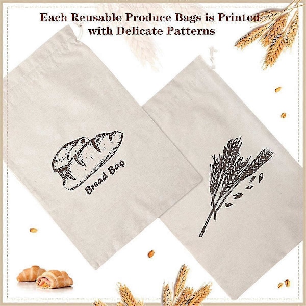 Linned Brødposer kompatible med Hjemmelavet Brødbeholder, 2 stk. 30X40cm Ubleget & Genanvendelig Brødopbevaring, N