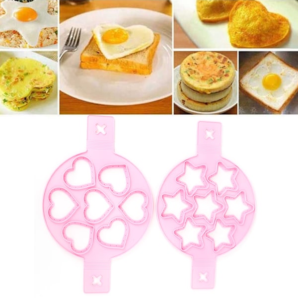 2 stk. silikone æggering pandekagemaskine non-stick ægkogerpande flipform DIY køkken tilbehør