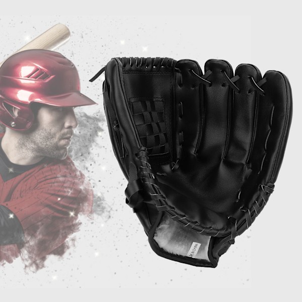 PVC Tjock Baseballhandske Tränings- och Tävlingshandskar för Vuxna och Barn (Svart 12,5 tum)