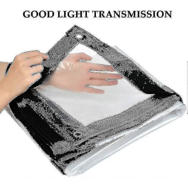 Vandtæt presenning med øjer, transparent, foldbar 2x3M