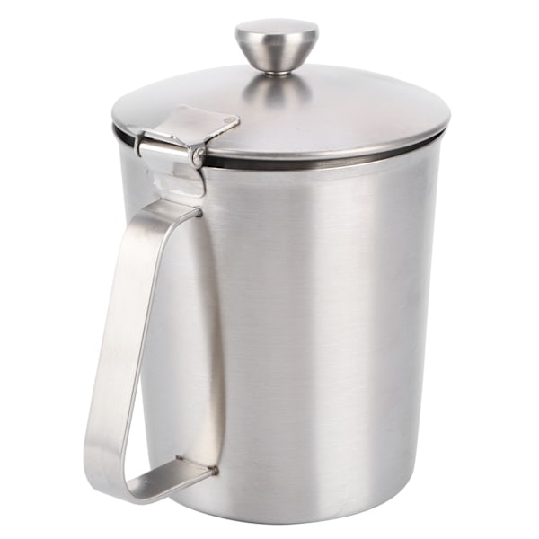 Kaffe Latte Kopp Tjockna 304 Rostfritt Stål Mätkopp Mjölkskummare Kanna med Skala Lock500ml med Lock
