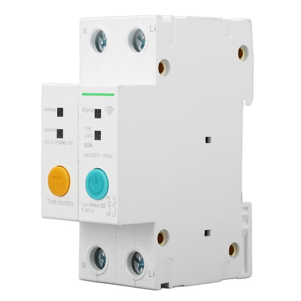WiFi effektbryter 2P 50A 30mA lekkasjebeskyttelse APP fjernkontroll smart tidsbryter 230V