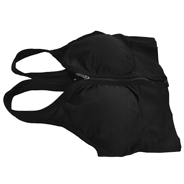 Hengittävä vetoketjullinen urheilurintaliivi naisille, olkaimellinen, topattu rintaliivi, langaton ristiselkäinen treenirintaliivi, musta, musta, L