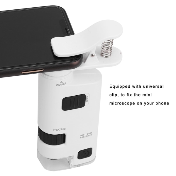 80-120X justerbar zoom LED mobiltelefon mikroskop Mini smart telefon linsförstoringsglas förstoringsklämma
