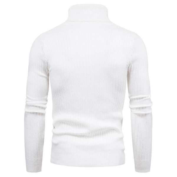 Smallast Slim Fit Vit Stickad Polotröja för Herr