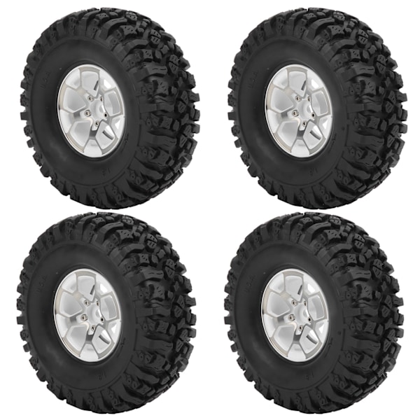 4 st 1/10 fjärrkontroll 1,9 tum legeringshjulnav och 115 mm gummidäck ersättning vit