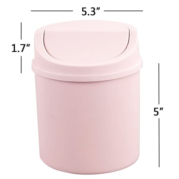 1 st, rosa mini papperskorg i plast, mini skrivbordspapperskorg med svänglock