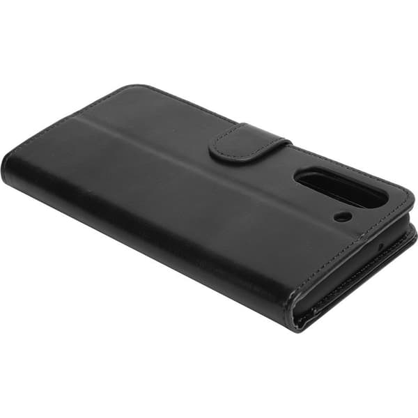 Samsung S21 FE lædercover, fuld stødbeskyttelse med kortplads, sort