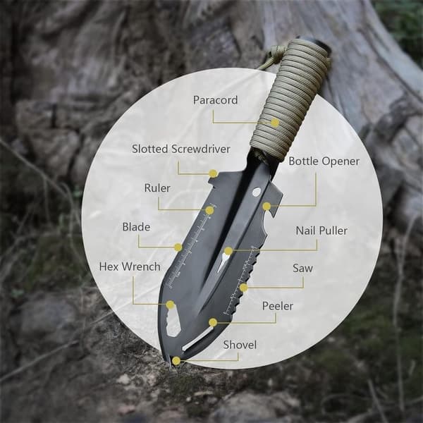 Backpack Digging Tool, Camping Hand Digger, Lightweight Digging Tool for Hiking, Small Multifunction Pot with Carry Bag for Digging, Metal Detecting White