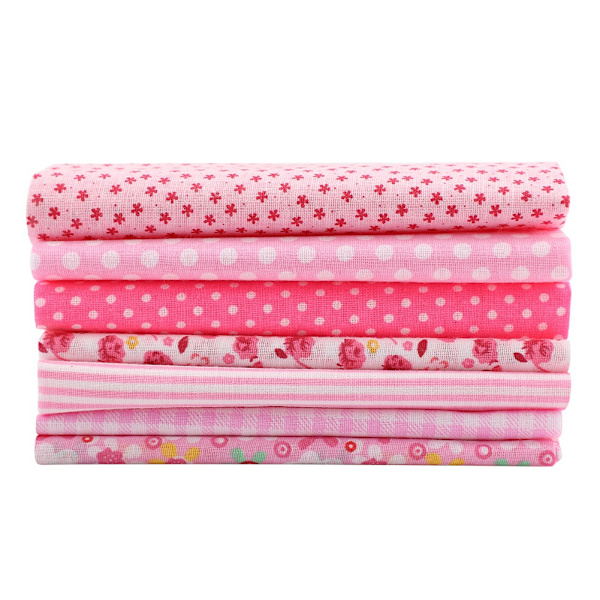 7 stk. 25*25cm Bomuldsstof DIY Assorterede Kvadrater Forudskårne Sengelinned Kvarterer Bundt (Pink)