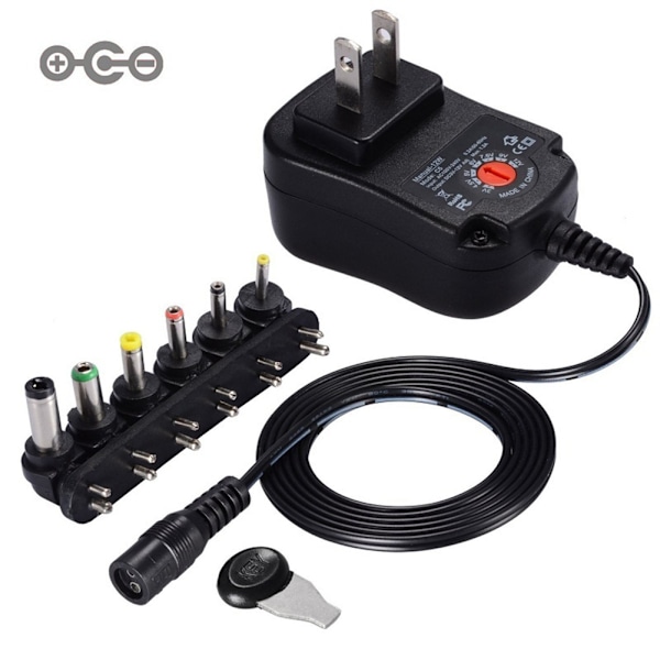 Universell 100-240V till 3V/4.5V/5V/6V/7.5V/9V/12V 12W Justerbar AC/DC Laddare Adapter Växlande Strömförsörjning