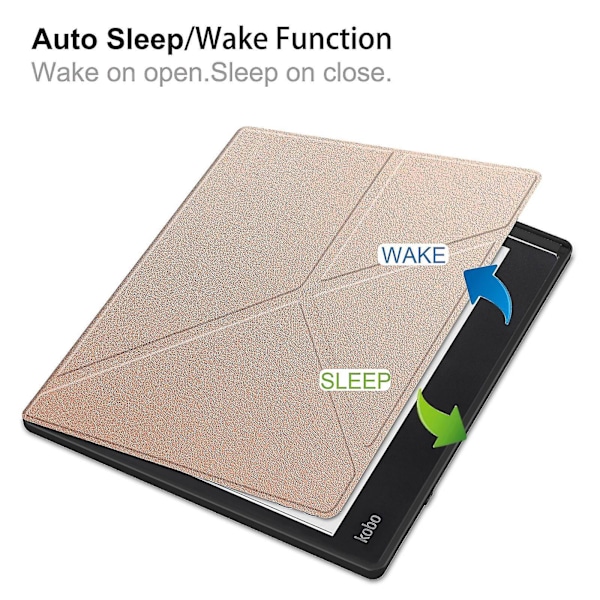 Smart nettbrettveske i skinn for Kobo Elipsa 2e-B6 RoseGold
