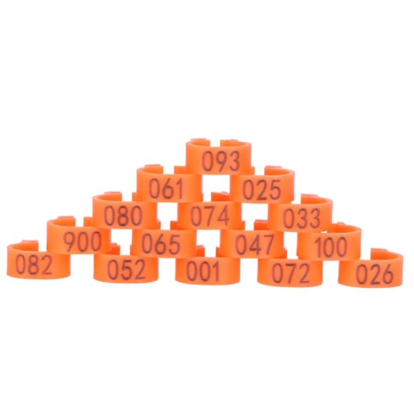 100 st fågel fot ringar nummer identifiering duva ben band fjäderfä klämma ring orange