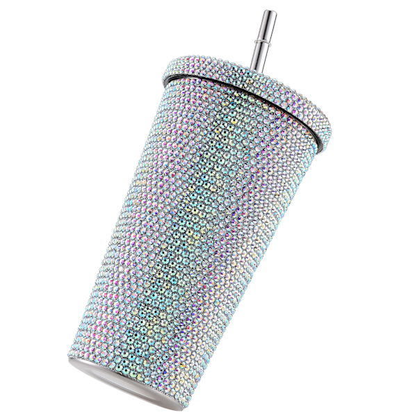 500 ml vannflaske i rustfritt stål med rhinestones dekorasjon vakuum vannflaske for kvinner