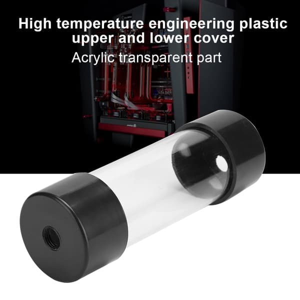 Transparent Cylindrisk Computer Vandkøling Vandtank 150MM med G1 / 4 Gevind
