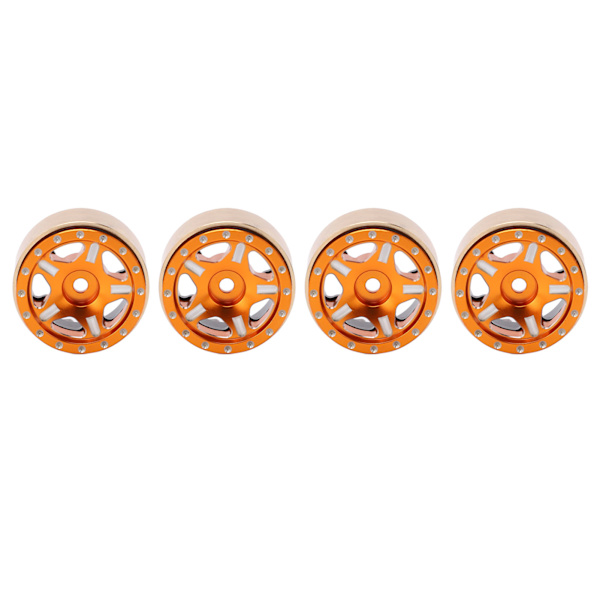 4 st RC Bead Lock-nav för Axial SCX24 1/24 Orange i aluminiumlegering och mässing