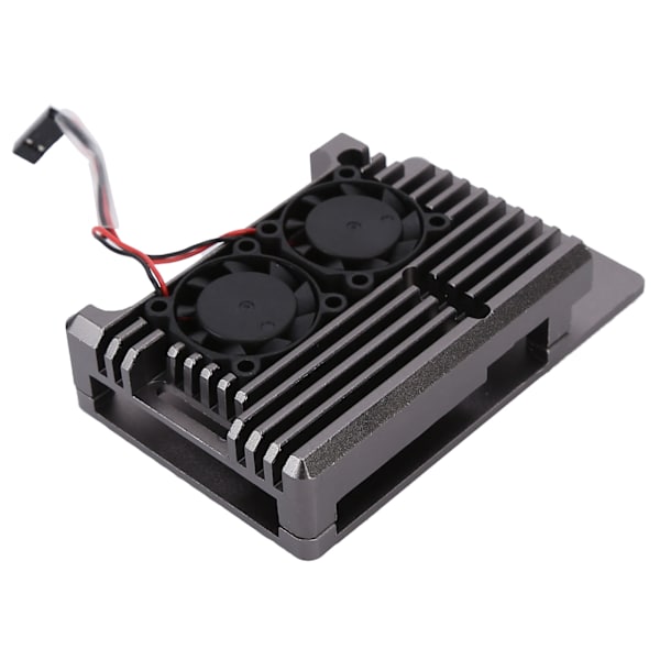 Kølekasse i aluminiumslegering med varmeafledning og blæser til Raspberry Pi 4 B Model Grå