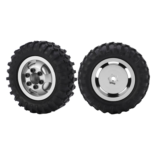 2 kpl/setti 55 mm metalliset vanteet ja renkaat Axial SCX24 1/24 RC-autoon, hopeanväriset