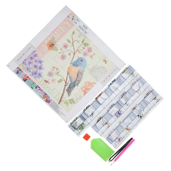 Timanttimaalaussetti, linnun kuvio, kiiltävä, hieno DIY-kotiseinän koriste, 5D-maalaustaide 30x30cm