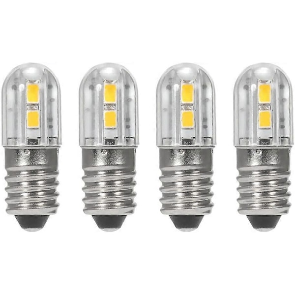 2-pak 6V E10 LED-pærer med 2835 skruefatning 4 SMD-chips Gul opgradering til forlygte lommelygte