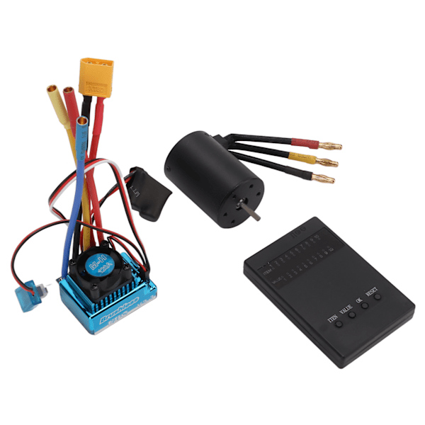 RC Børsteløs Vanntett 120A XT60 Plugg ESC 3650 3600KV Motorsett med Programmeringskort for 1/8 1/10 RC Bil