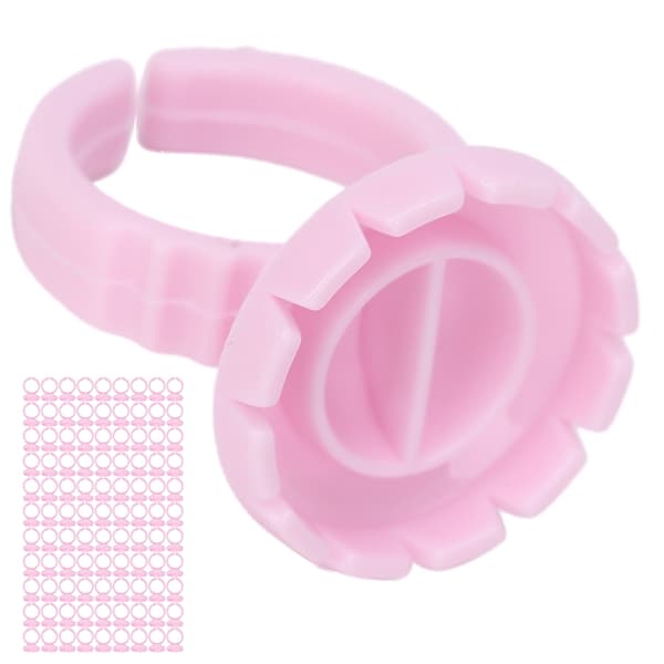 100 stk. Engangs Øjenvippe Lim Ring Kop Øjenvippe Extension Lim Holder Tilbehør Pink