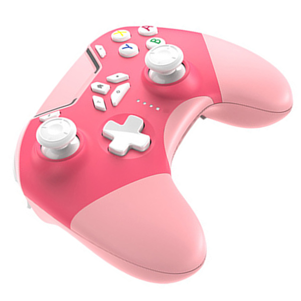 Bluetooth-spillkontroller - Multifunksjonell trådløs spillkontroll med strømvisning for Switch PC-telefon nettbrett TV rosa