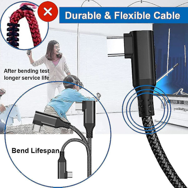 Link Kabel kompatibel med Oculus Quest 2, Hurtig opladning & Pc Dataoverførsel Usb C 3.2 Gen1 5gbps Pd Overførselsladekabel Vr Headset Link Kabel-E
