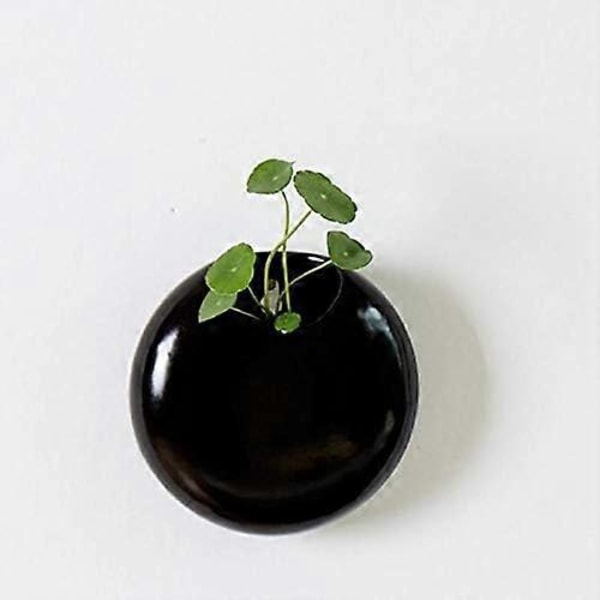 Set med 2 Mini Väggmonterade Keramiska Blomkrukor Svarta Små Blomkruksdekorationer för Balkong, Inomhus och Utomhus