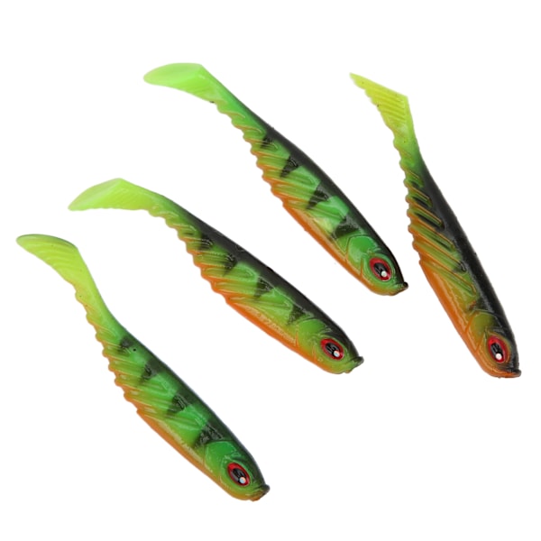 4PCS AR48 75mm/3.2g T-svans mjukt bete dubbla färger konstgjorda fiskedrag wobbler TacklePard grön