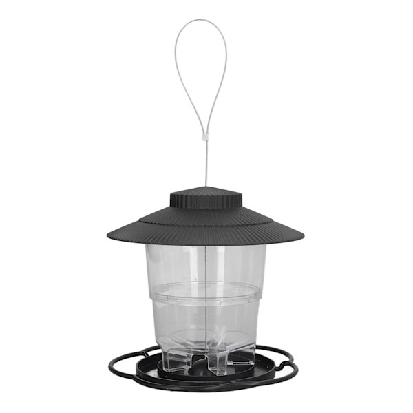 Fågelmatare 1L Slitstark ABS Lätt att fylla Transparent Behållare Bärbar Paviljong Design Hängande Fågelmatare