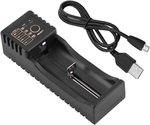 LiitoKala lii-100B Mini USB Multifunksjons Batterilader Kompatibel 118650 26650 16340 14500