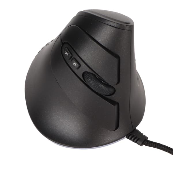 Vertikal mus 7 programmerbare knapper RGB 11 belysningstilstande Justerbar DPI Kablet ergonomisk vertikal mus til spilspiller Sort