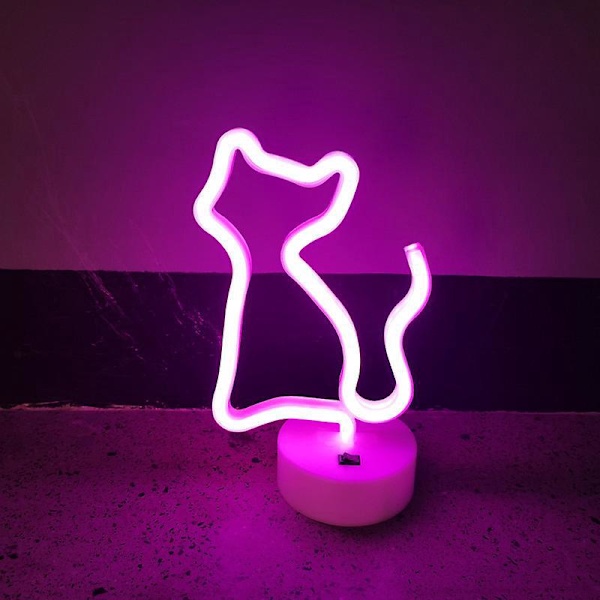 Kat Neon Väggdekor - USB/Batteridriven Nattlampa