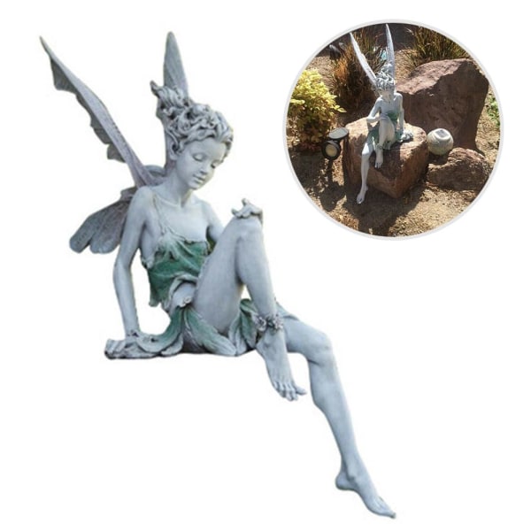 Fairy Tale Statue Fairy Statue Hage Ornament Slitesterk harpiks Craft Landscaping Decor