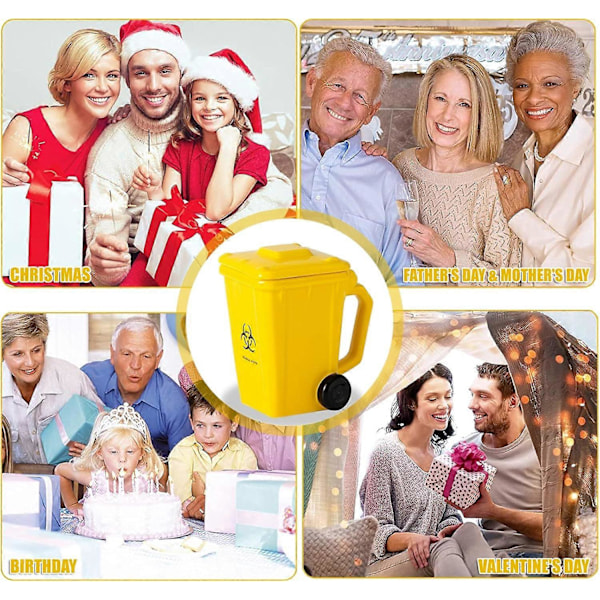 Keramisk mugg formad som en soptunna, rolig soptunne-mugg, kreativ julklapp för män och kvinnor, 400 ml (Gul)