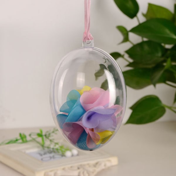10 st Transparenta ihåliga ovala prydnader Bollar Plast Äggformade bollar Konserverade Blomma påskdekoration