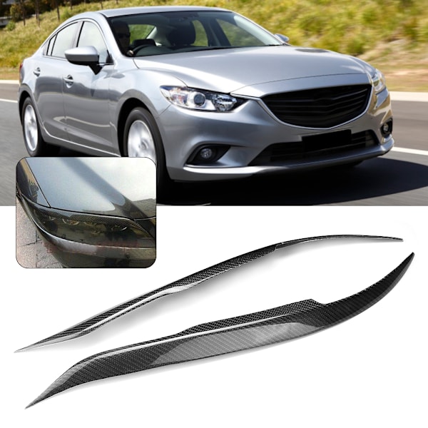 Kolfiber bilstrålkastare ögonbryn ögonlock lock trim passar för Mazda 6 2003-2013