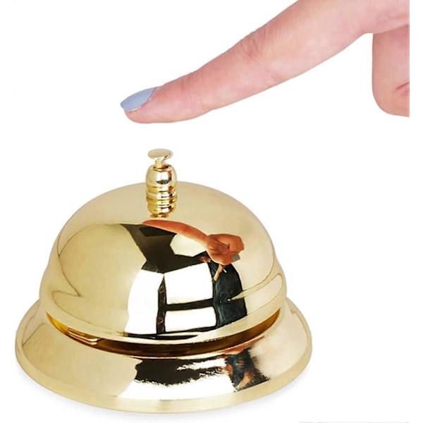 Metallinen pöytäkello pyöreä palvelukello tiskikello, halkaisija 8,5 cm, metallinen palvelukello keittiöön, ravintolaan, baariin, setti 1 KPL kultainen