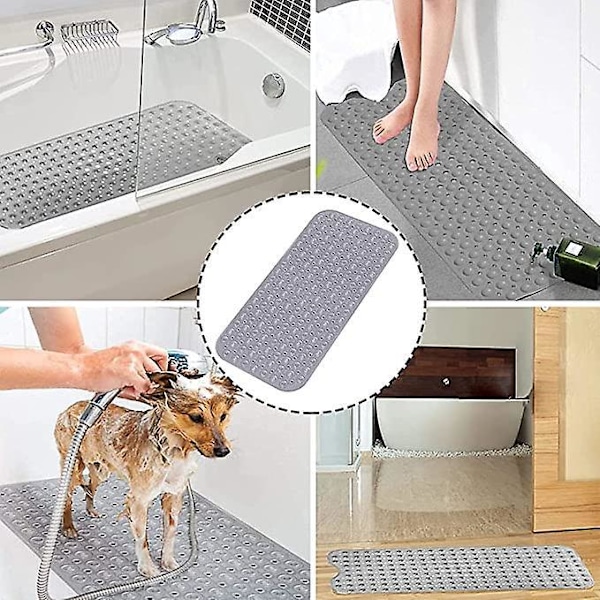 Skridsikker Bademåtte 88 x 40 cm, Anti-skrid Bademåtte med 200 Sugekopper PVC Materiale, Ekstra Lang Bademåtte med Sugekop, Brusemåtte til Børnebadeværelse