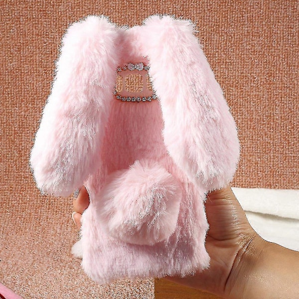 Bunny Design Rhinestone Furry TPU Telefoncover til Samsung Galaxy S8 Zekai Sort Style B Samsung Galaxy S8
